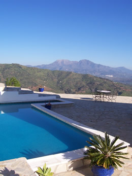 mountain with swimming pool